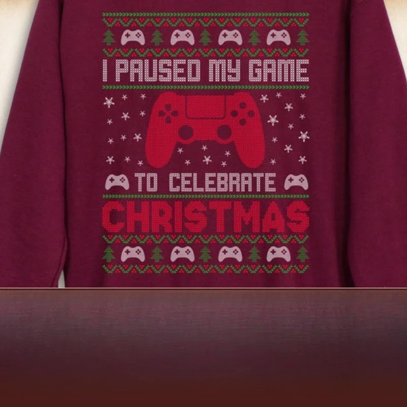 私はゲーマーのための面白いクリスマスのためにゲームを一時停止しました 冬用スウェットシャツ 醜いビデオプレーヤー ギフト 長袖サーマルパーカー プルオーバー