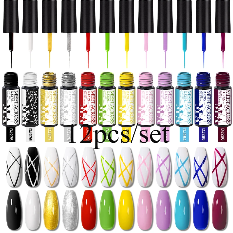 

6/12Pcs Liner Gel Nail Polish Set Semi Permanent Lines French Nail UV Gel For Painting Drawing Pull Line Graffiti Stripe Varnish