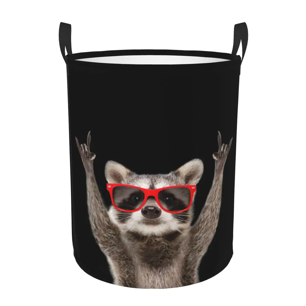 Funny Raccoon Laundry Hamper Large Clothes Storage Basket American Flag Animals Toy Bin Organizer for Nursery