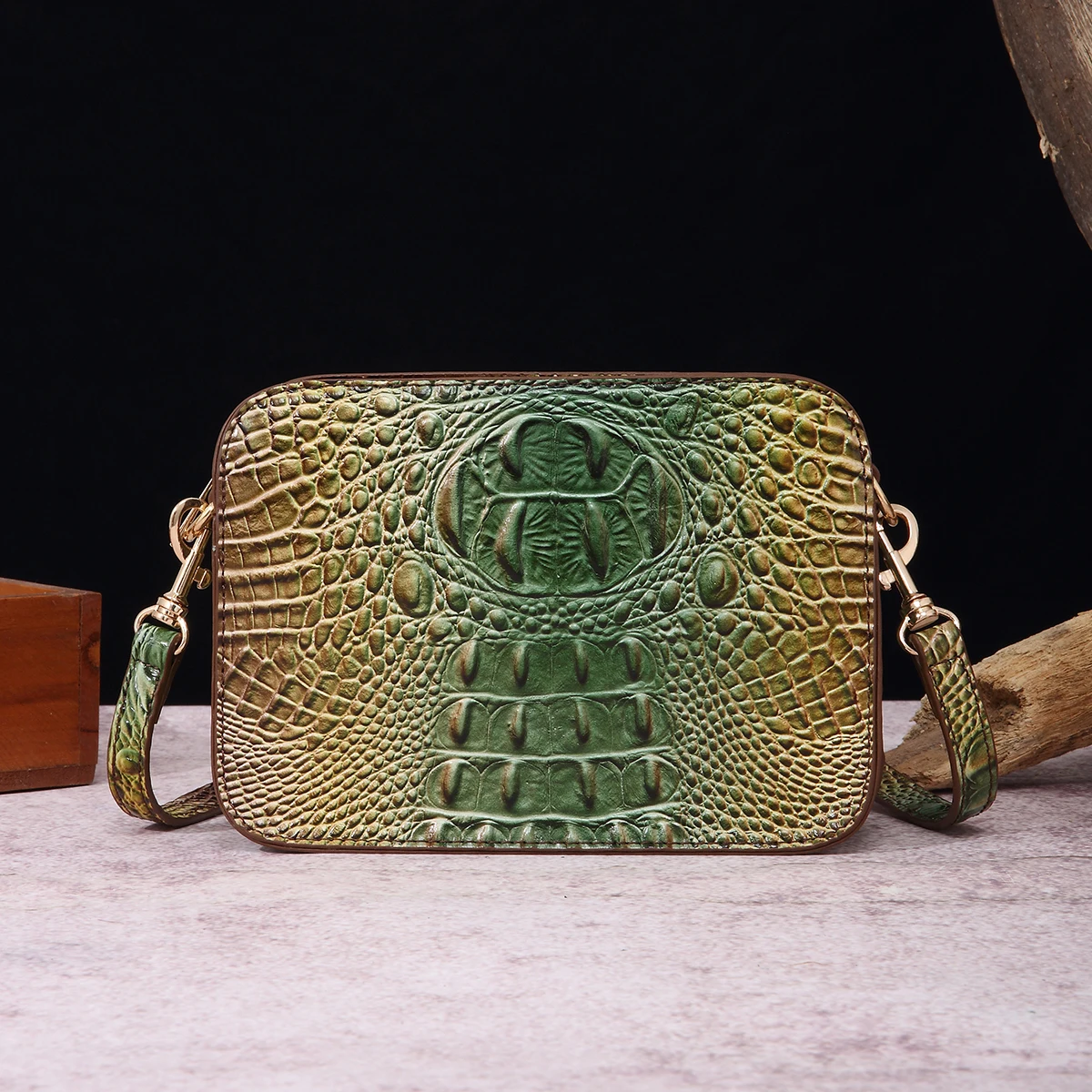 Crocodile Reliëf Dames Tas, Elegante Crossbody Tas Meerdere Zakken Schoudertas