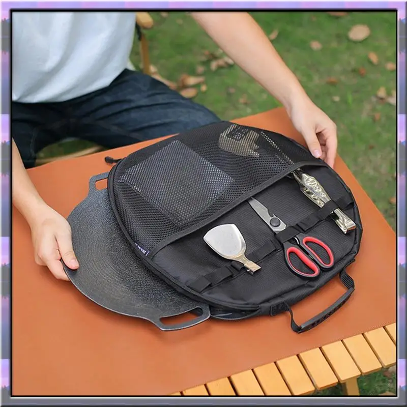 

ABJX New Portable Grill Pan Storage Bag Camping Cast Iron Pot Carry Bag Picnic Cookware Pouch Frying Pan Bakeware Bags
