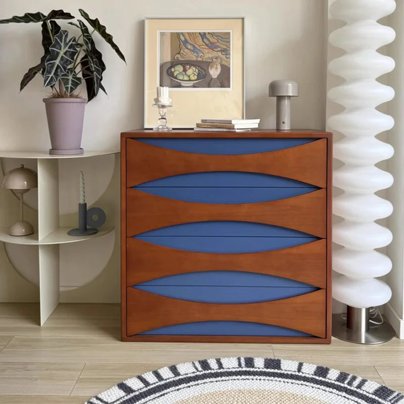 

Medieval solid wood chest living room Bauhaus contrasting colors dining side cabinet wall storage cabinet bookcase bedroom