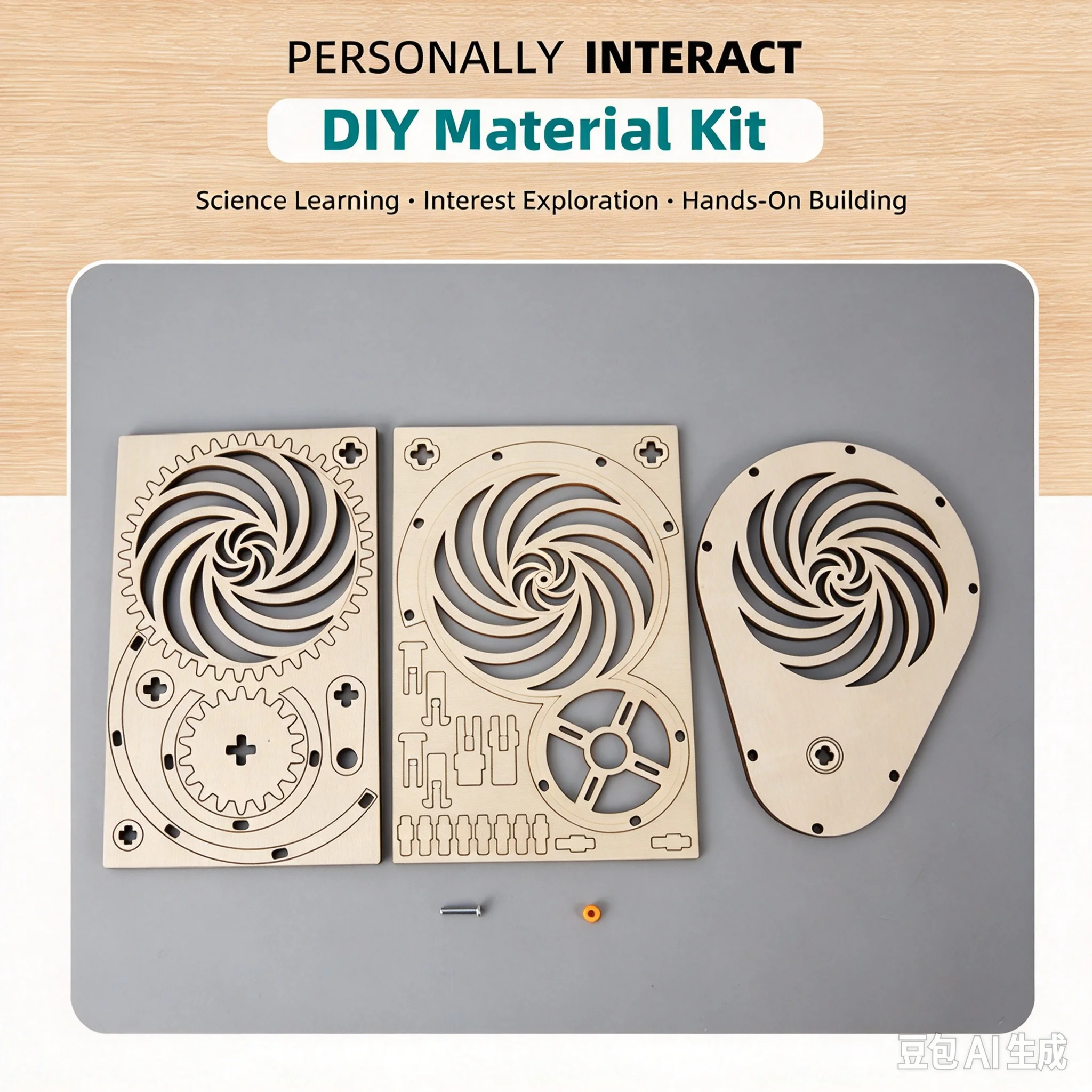 DIY 3D Visual Illusion Gear Turntable STEM Kit, Misalignment Principle Science Experiment for Primary & Middle School Students