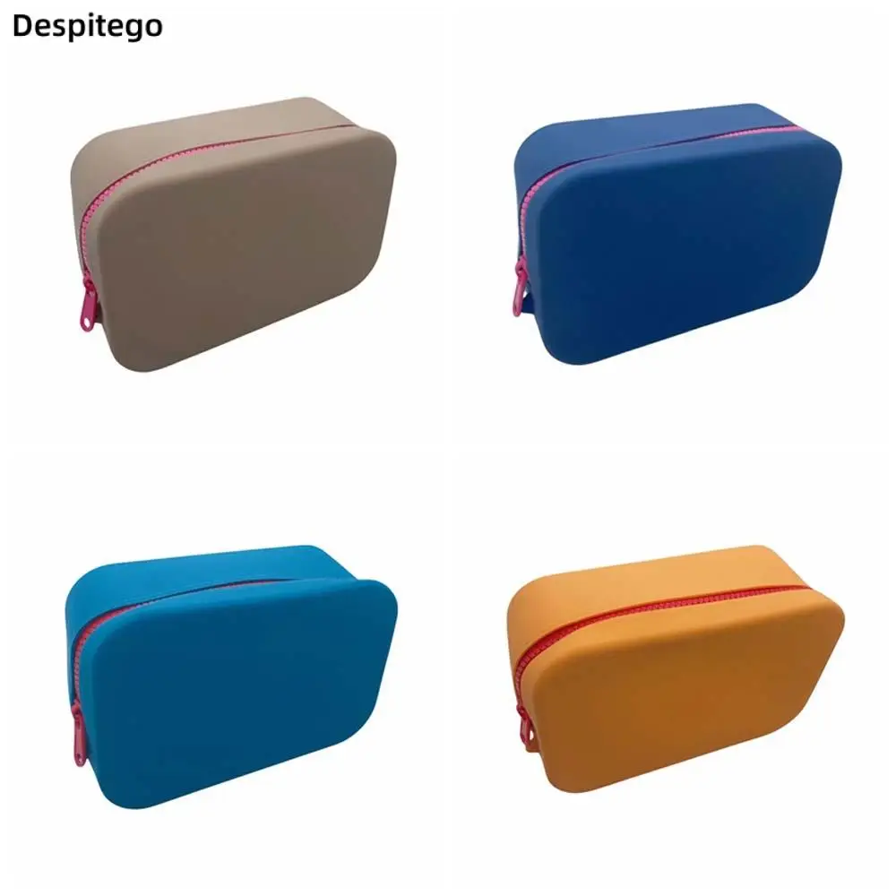 Portable Waterproof Silicone Cosmetic Bag Soft Stationery Storage Bag Zipper Pouch