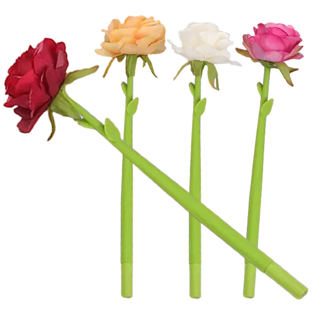 

4Pcs Decorative Rose Modeling Pens Comfortable Touch Feeling Perfect Gift for Families Friends Rose Pens Novelty Pen