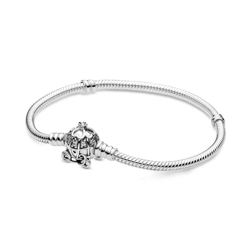 925 Sterling Silver Mouse Bracelet Sparkling Pumpkin Cart Bracelet Heart Fit Original Bracelet Castle Charm Women Jewelry Gift