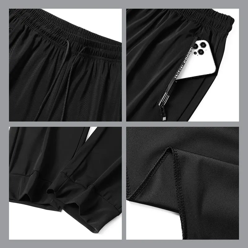 سراويل رجالية غير رسمية عالية المرونة من الألياف برباط وجيب بسحاب سريعة الجفاف سراويل رياضية فضفاضة للركض وكرة القدم والمشي لمسافات طويلة وصيد الأسماك