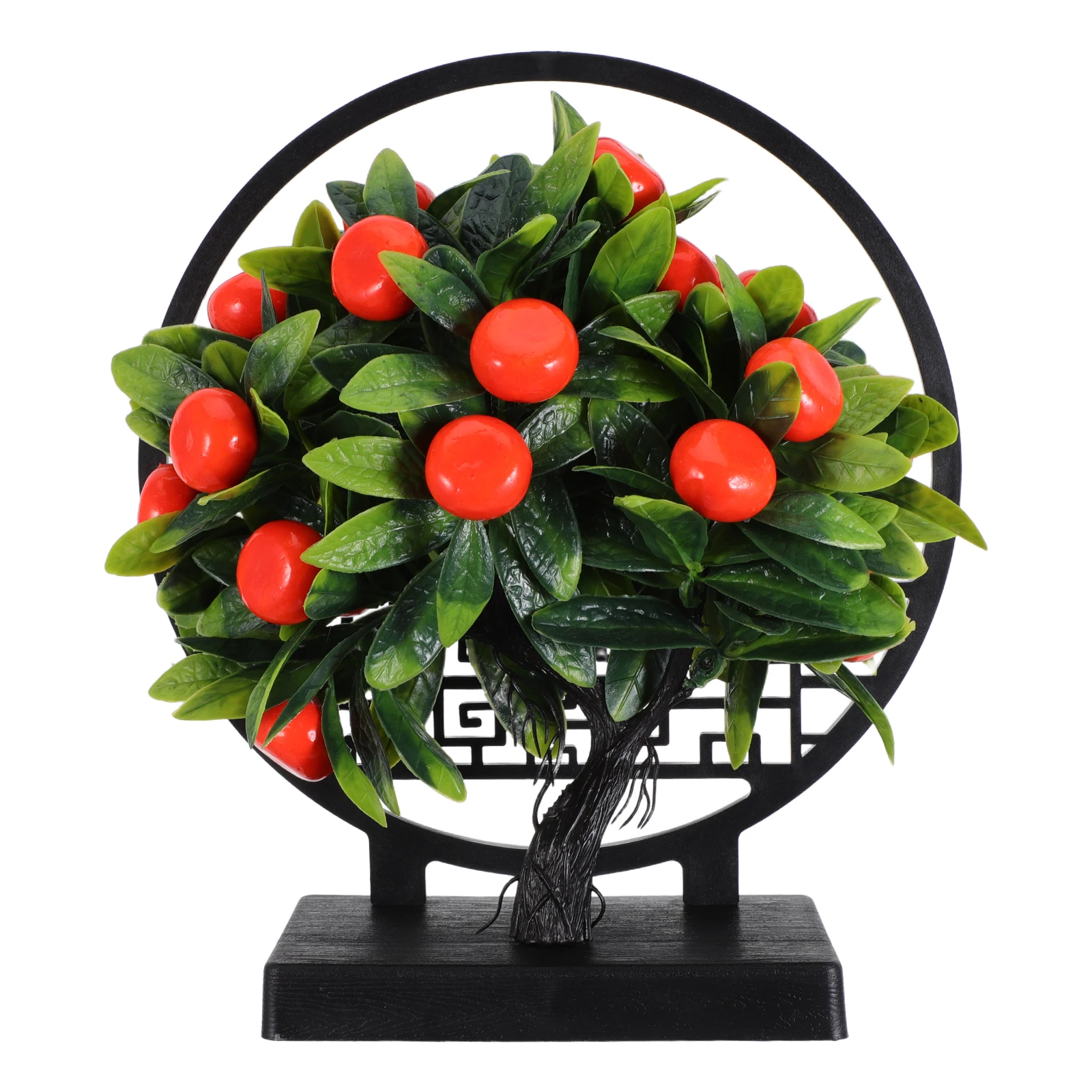 

Artificial Orange Bonsai Tree Plastic Small Potted Faux Fruit Plant Indoor Desk Decoration Office Living Room Tabletop Ornament