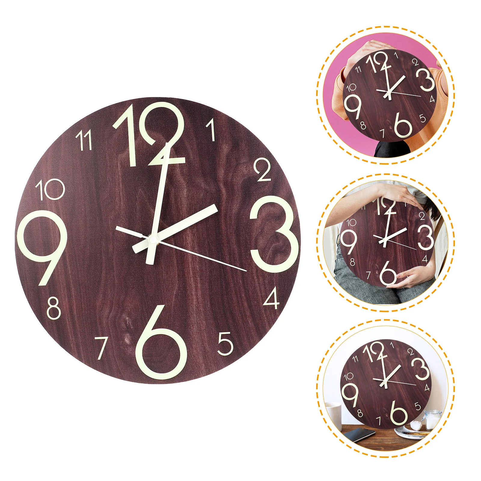 

1 set 1 Set Silent Luminous Wall Clock Digital Pointer Decorative Home Office Bedroom Non-Ticking Hanging Clock Operated