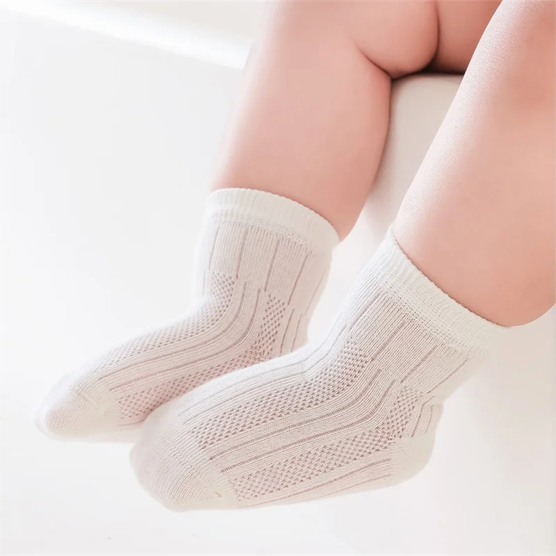 Lawadka 3Pairs/lot Baby Socks For Newborn Girls Boys 0-5Years Summer Thin Children\'s Cotton Mesh Solid Toddler Infant Sock 2024