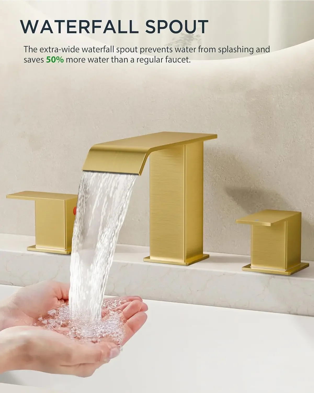 Bathroom Waterfall 3 holes Basin Faucet 2 Handles Cold Hot Water Mixers Sink Taps
