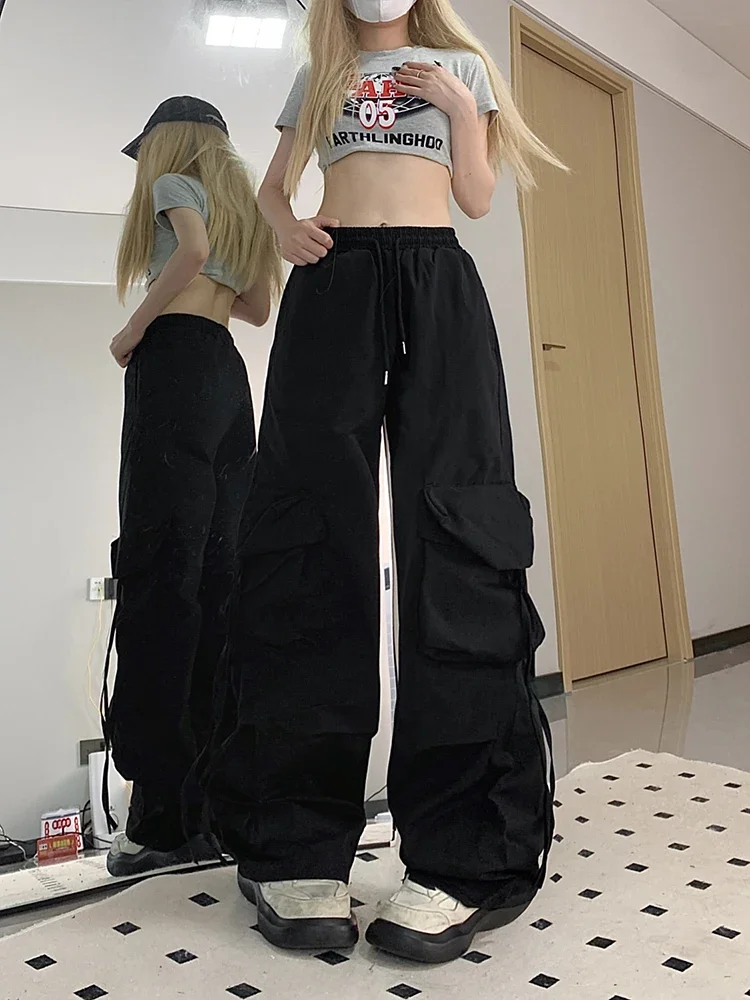 الشارع الشهير البضائع السراويل النساء فضفاض Harajuku Y2K مستقيم بنطلون الأمريكية الرجعية الهيب هوب عادية Bf بنطال ذو قصة أرجل واسعة جديد XT1354