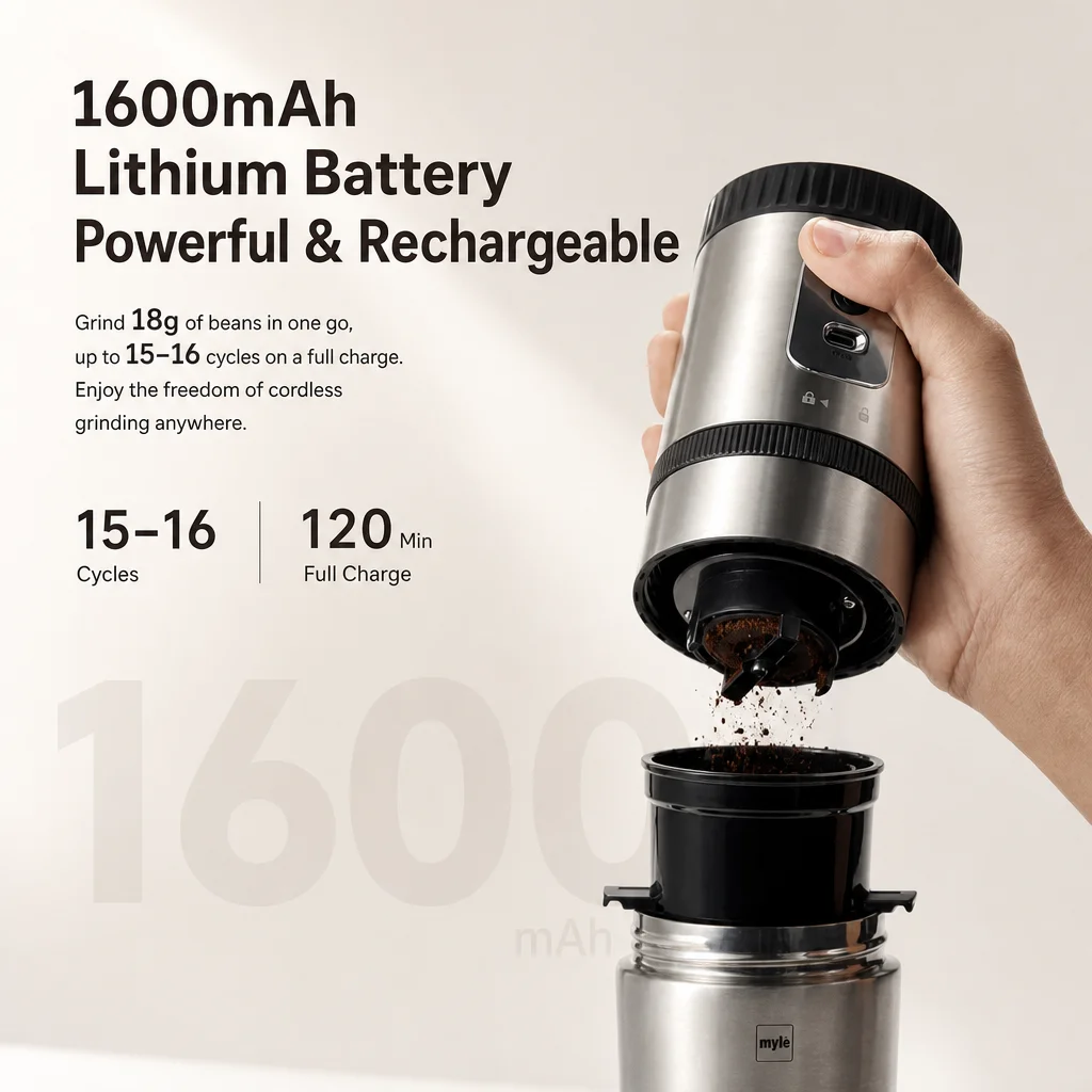 Electric Coffee Grinder with Coffee Filter Portable Cordless Rechargeable Coffee Bean Grinder Outdoor Travel Coffee Maker