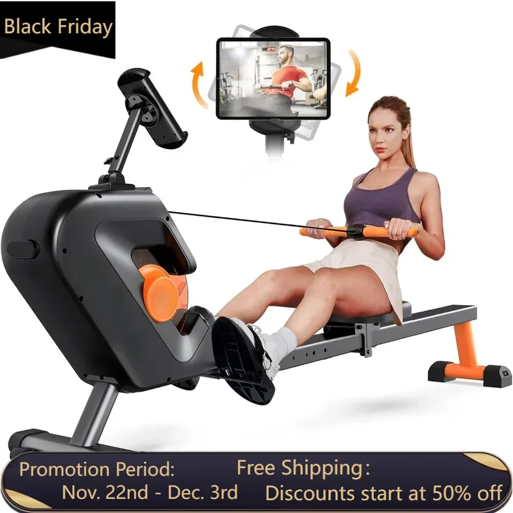 Rowing Machine, Up To 350 Pounds Magnetic Rowing Machine with LCD Display, Tablet Stand, Upgraded Home Rowing Machine