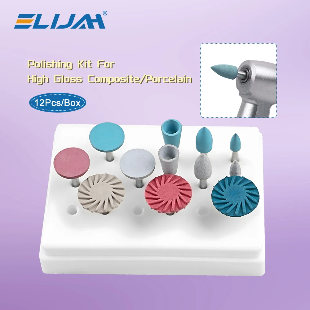 ELIJAH 12 قطعة/صندوق الأسنان RA المطاط الراتنج إطارات لامعة مركب الراتنج طحن وتلميع مجموعة دوامة إطارات لامعة
