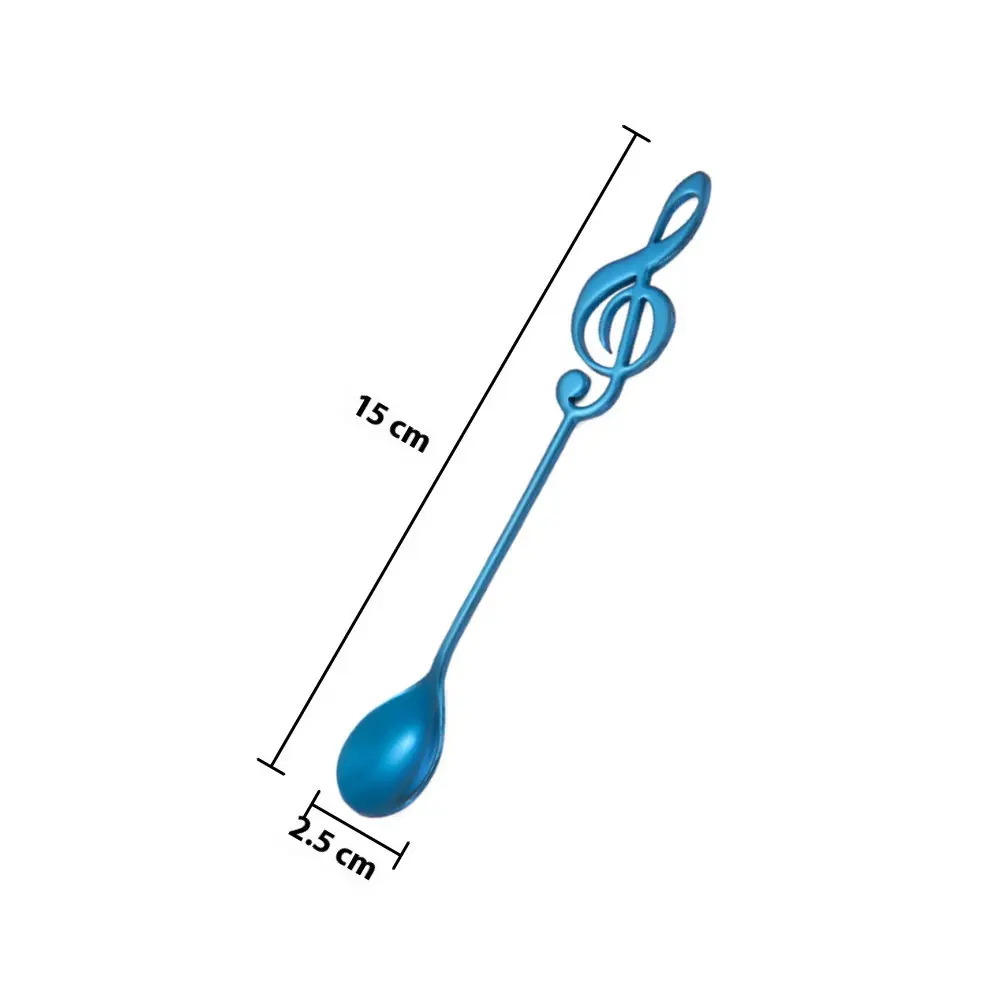 Stainless Steel Coffee Spoon Musical Note Pattern -Coated Stirring Spoon Dessert Scoop Kitchen Dining Tableware view 4