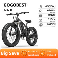 GOGOBET GF600 Adult Electric Bicycle 1000W Men's E-Mountain ebike 48V13AH Battery,26 Inch Fat Tire Electric Bike