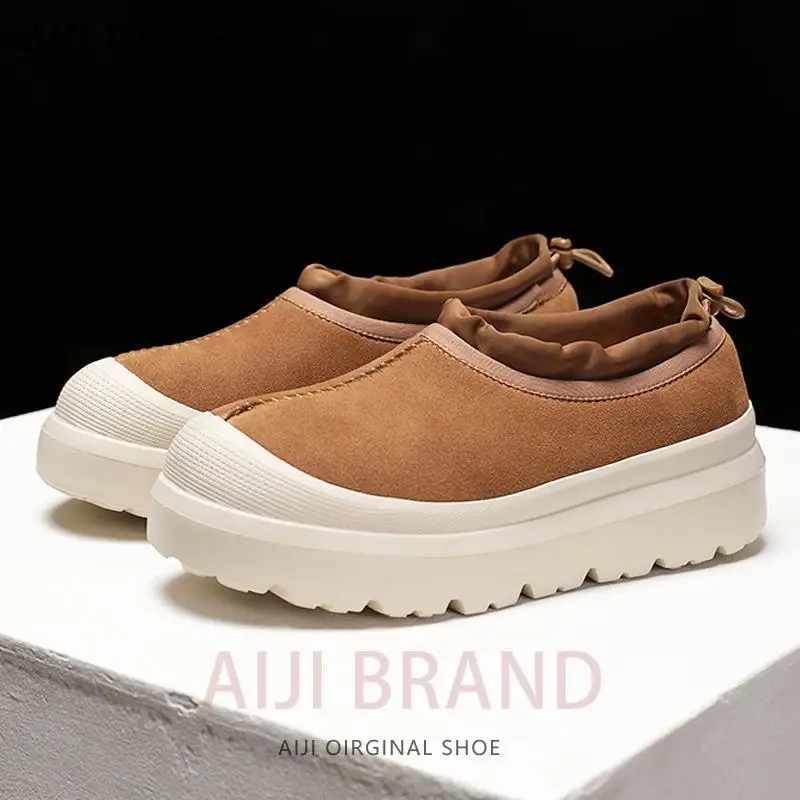 

Модные зимние ботинки, мужские зимние толстые шерстяные повседневные туфли на меху, мужская удобная теплая хлопковая обувь на платформе из натуральной кожи