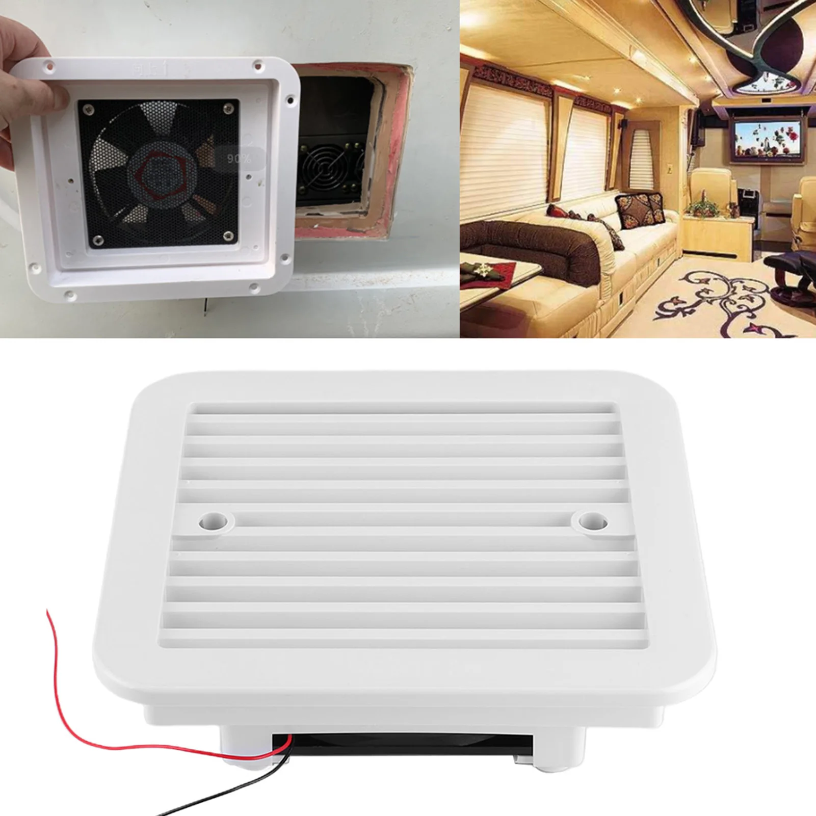 

12V Low Noise Exhaust Fan, Waterproof ABS Air Vent For RV Caravan Truck Camping Tent Side Mount