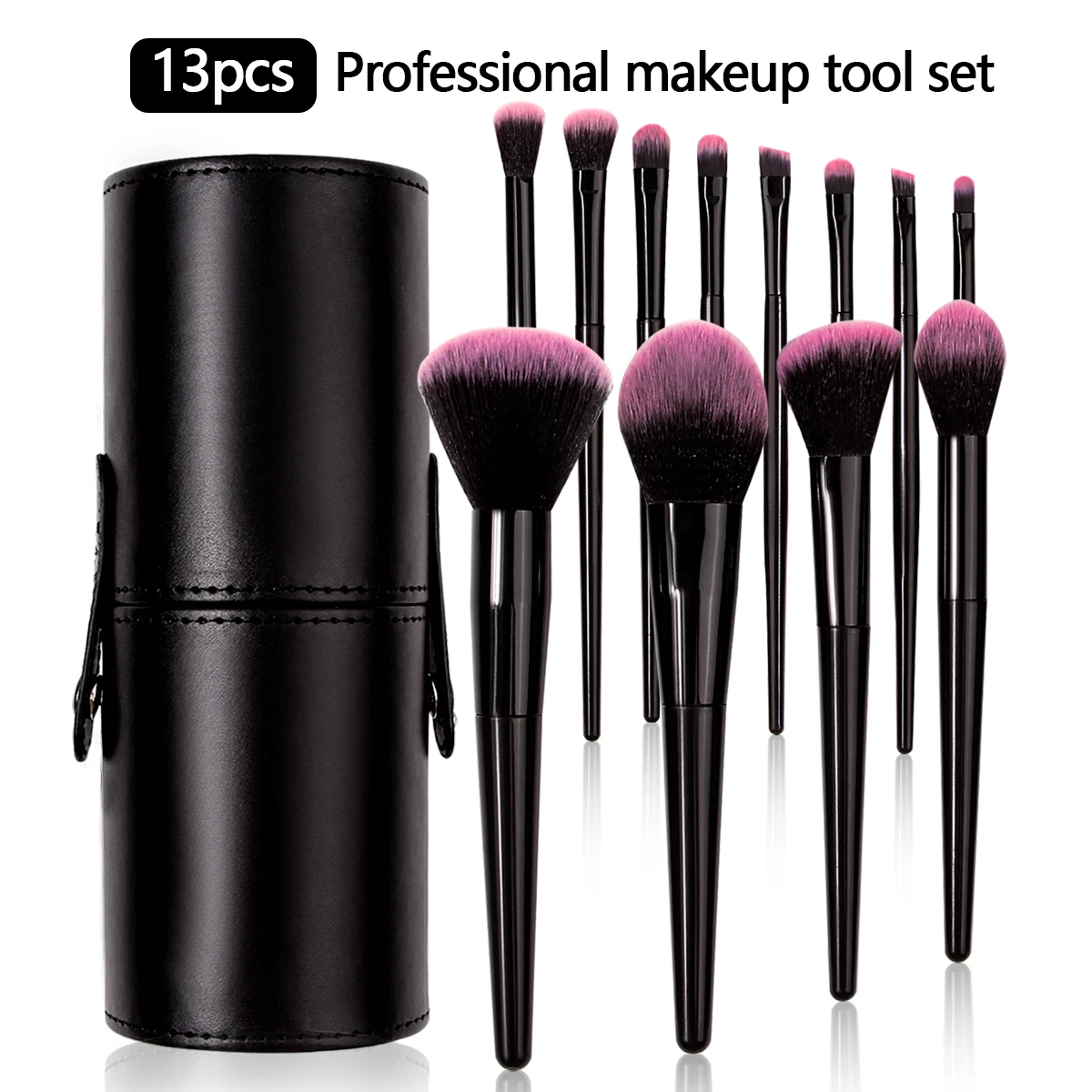 13-częściowy zestaw pędzli do makijażu, pędzel do pudru sypkiego, pędzel do konturowania, zestaw pędzli do cieni do powiek, pędzle i pojemnik z pokrywką do przechowywania