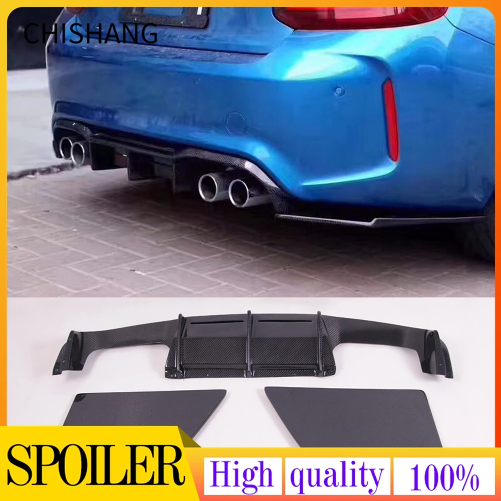 MTC Style Carbon Fiber Rear Bumper Diffuser Lip Side Spoiler Protect For BMW F87 M2 2016-2018 Corner Spats Cover Trims Splitters