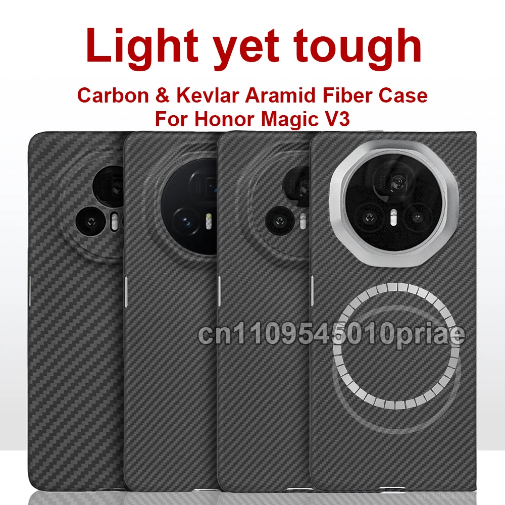 

For honor magic v3 carbon case 600d 1500d kevlar aramid fiber fabric thin hard cover magnetic balck Slim light red premium