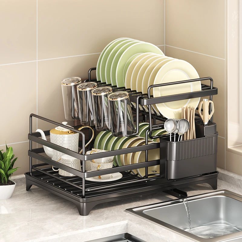 

Self-draining stainless steel bowl rack kitchen storage rack bowl and chopsticks utensil basket household countertop dish draina