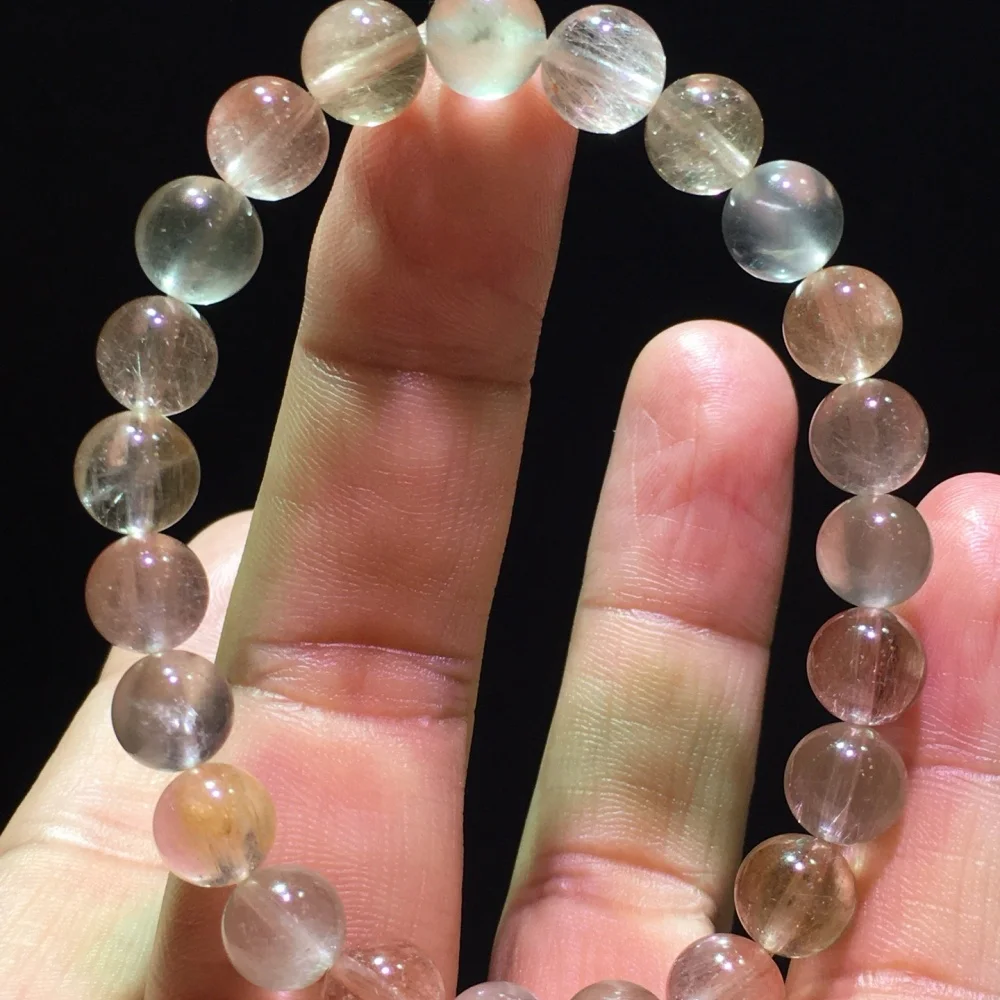 8mm Natural Colored Rabbit Hair Quartz Bead Bracelet Women Reiki Healing Strand Bangles Jewelry For Female Gift 1PCS