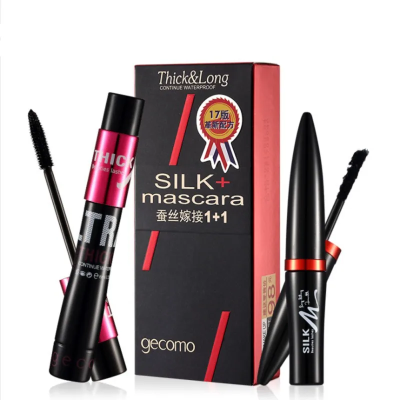 Mascara noir et fibre de greffage de cils, kit optique de maquillage, allongement des yeux, cosmétique, lisse, 2 pièces/ensemble