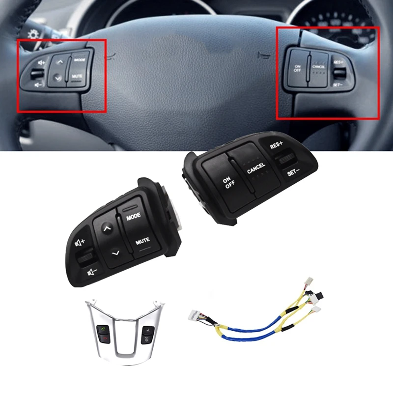 

Car Steering Wheel Button Bluetooth Audio Volume Speed Cruise Control Switch Frame For KIA Sportage 2011-2016