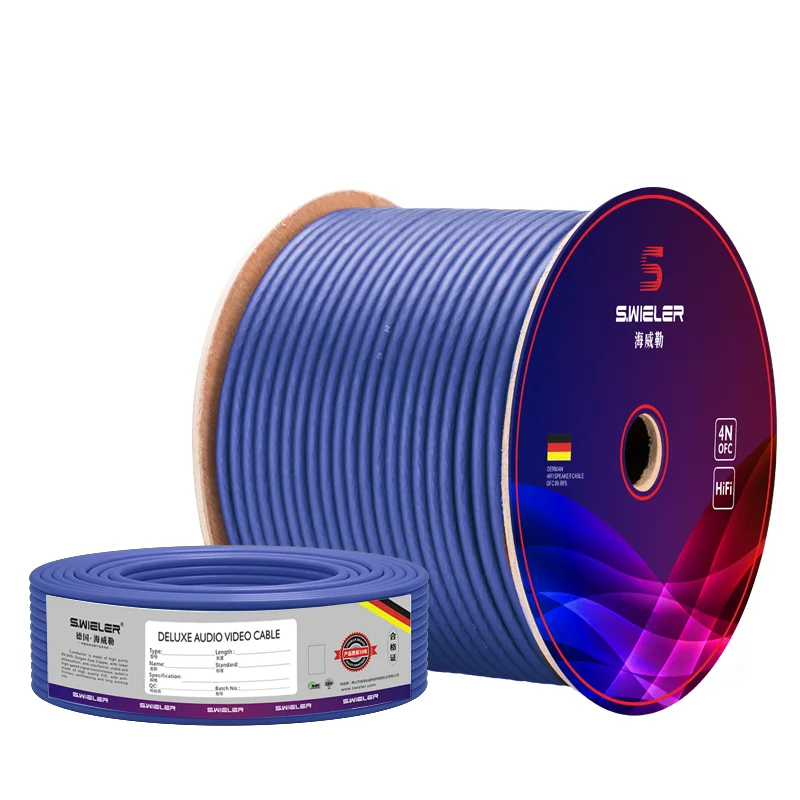 Hooqu-Cable de altavoz de alta fidelidad para guitarra DMX, cables de micrófono de colores de 100M, 22AWG, OFC, cobre, 2 núcleos, trenzado, doble blindado, Hifi Flexible