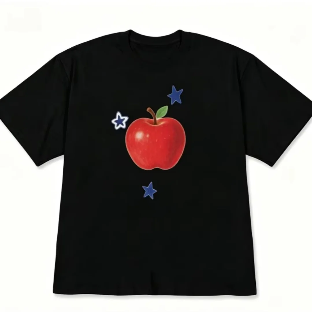 Women Top Y2k Clothing Girl Female Hand Drawn Strawberry Print Cute Star Graphic 2000s Clothes Y2k Tops Women's T-shirts