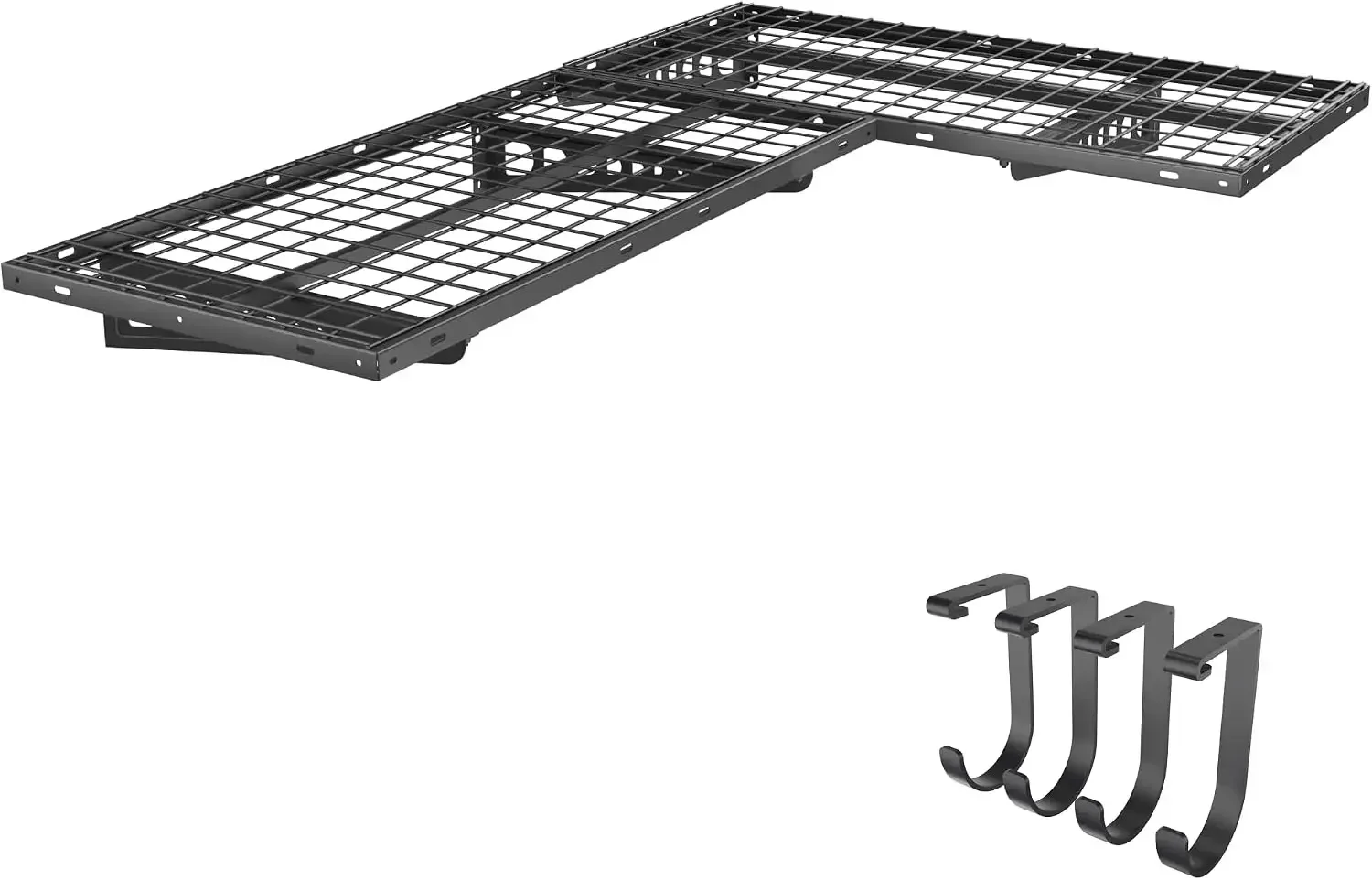 US Shipping BestsellerBestseller2 Pack 2x4ft Corner Wall Shelving with 4 Hooks, Black | 24x48 inch, 660lbs Total Capacity, Heavy
