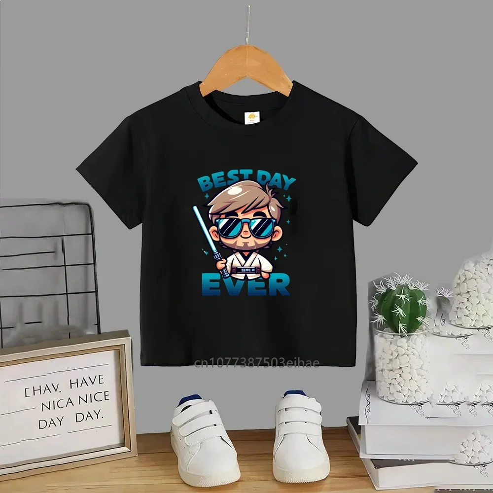 

Star Wars Printed Children's Crewneck Shirt-3-14 Years Old,pure Cotton Short-sleeved T-shirt, Luxurious Style for Boys and Girls