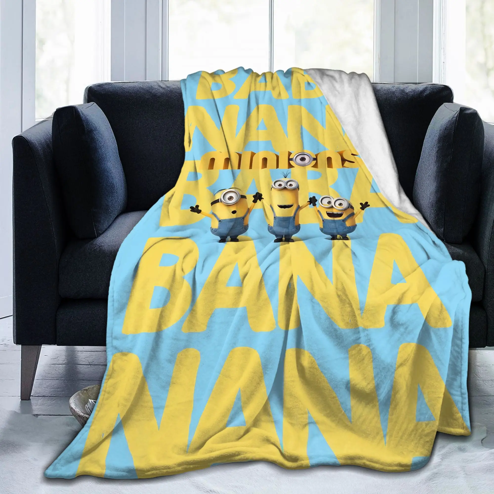 Cute Anime M-Miniones Blanket Fleece Summer  Multi-function Super Warm Throw Blankets for Home Car Plush Thin Quilt