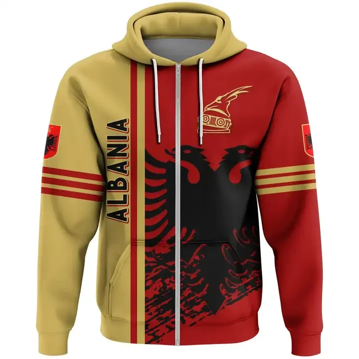 Men Women Hoodies ALBANIA Flag Albanian Country Map Hoodie Pullover Thick Hip Hop Hooded Sweatshirt  Unisex Albania Zip Hoodie