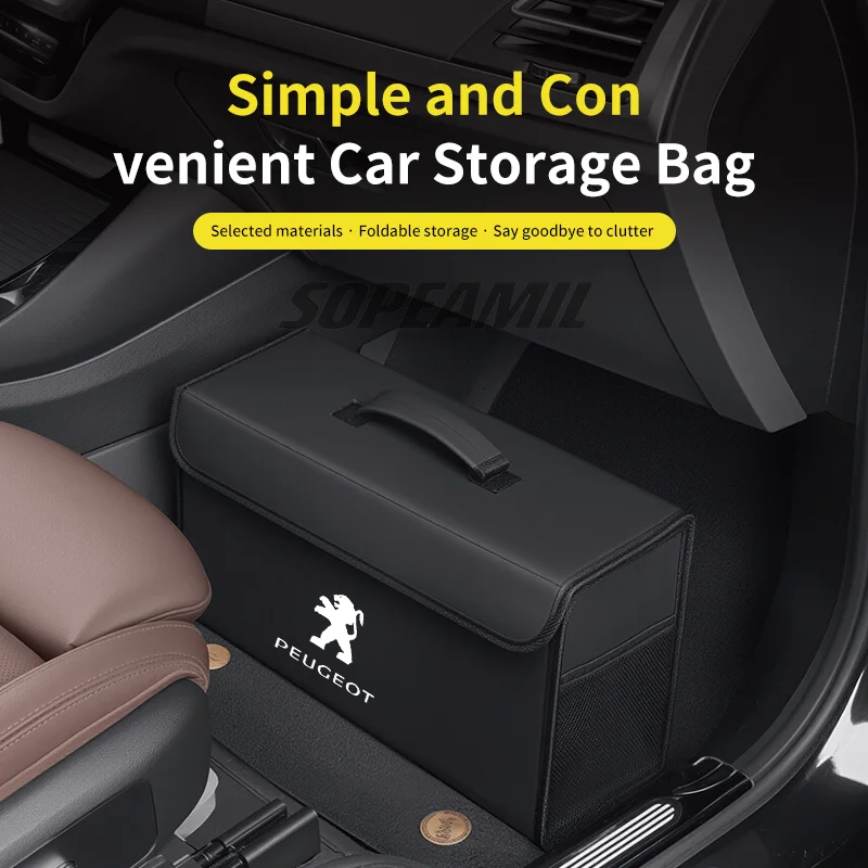 Car Trunk Organizing And Storage Box For  Peugeot 106 108 206 207 208 301 307 308 406 407 408 508 607 2008 3008 5008 RCZ Rifter view 4