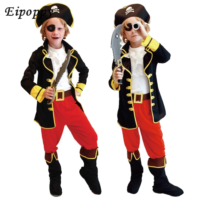 Pirate Costume Kids Pirates of The Caribbean Jack Sparrow Cosplay Child Boys Clothes Prop Suit Carnival Party Costumes for Kid