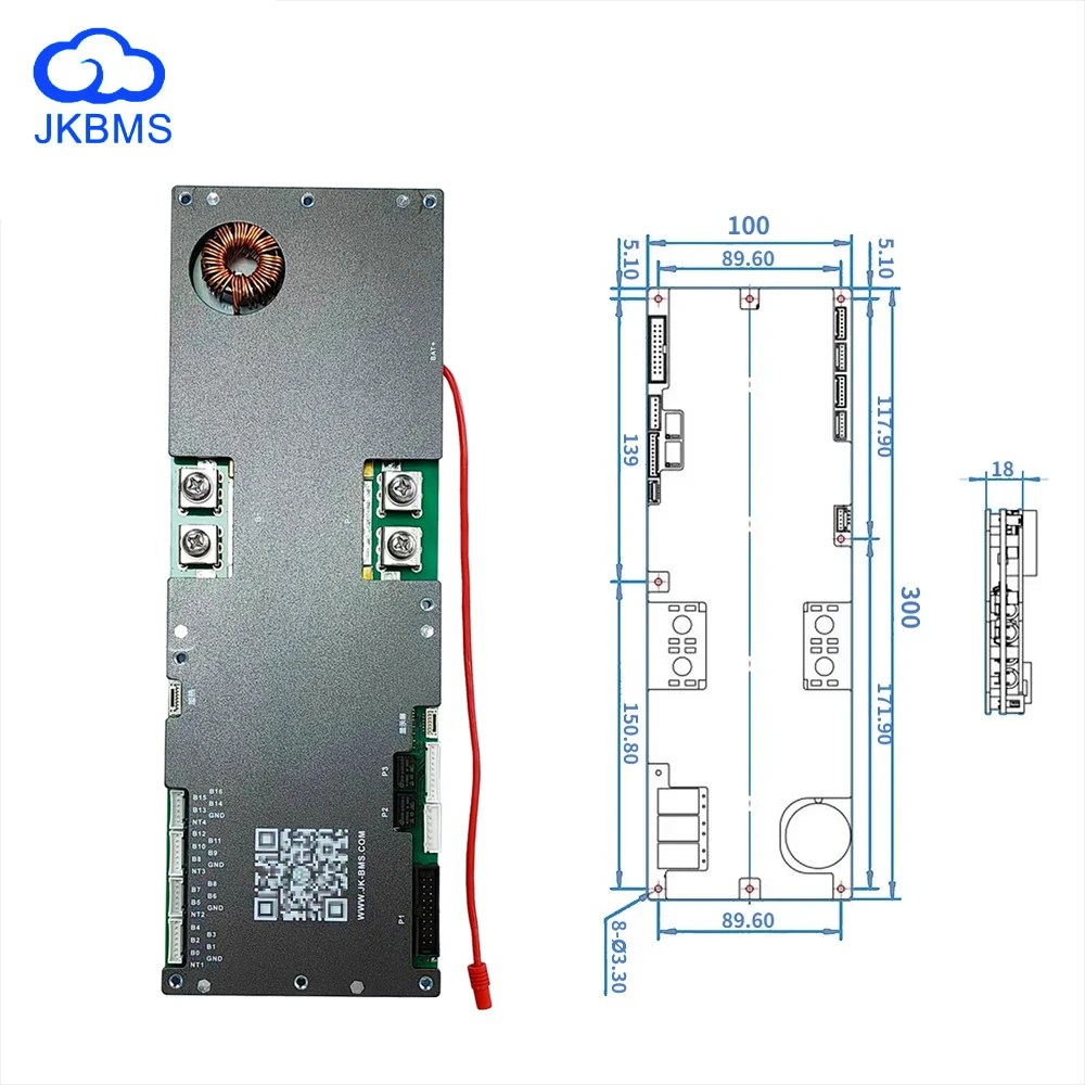 JK-Onduleur BMS 16S 48V LiFePO4 Jikong Smart Pipeline, Équilibre Actif 8S 16S 100A 150A 200A 24V LilRS485 RS232 BT, Batterie de Camping