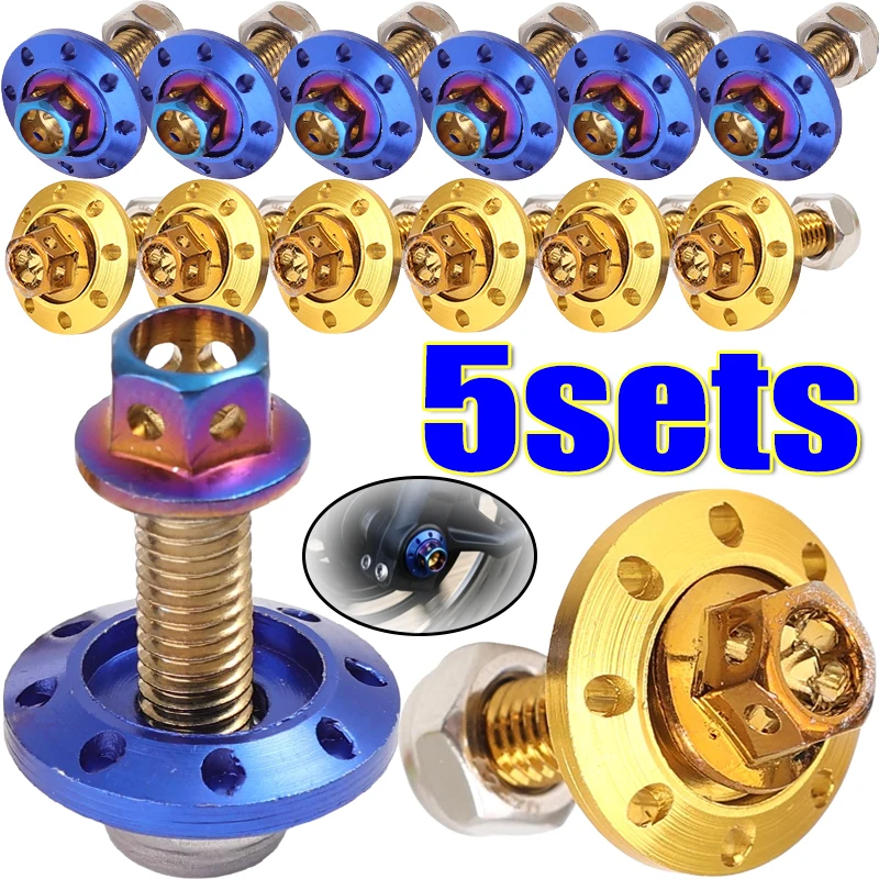 Motorcycle Front Fender Mudguard M6 Aluminum Alloy Flange Hexagon Head Bolts with Self-Locking Nuts Screws for Electric Scooter
