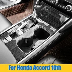 For Honda Accord 2018 2019 10th  Stainless Steel Car Center Console Gear Panel Window lifter Panel Drawing Black Trim