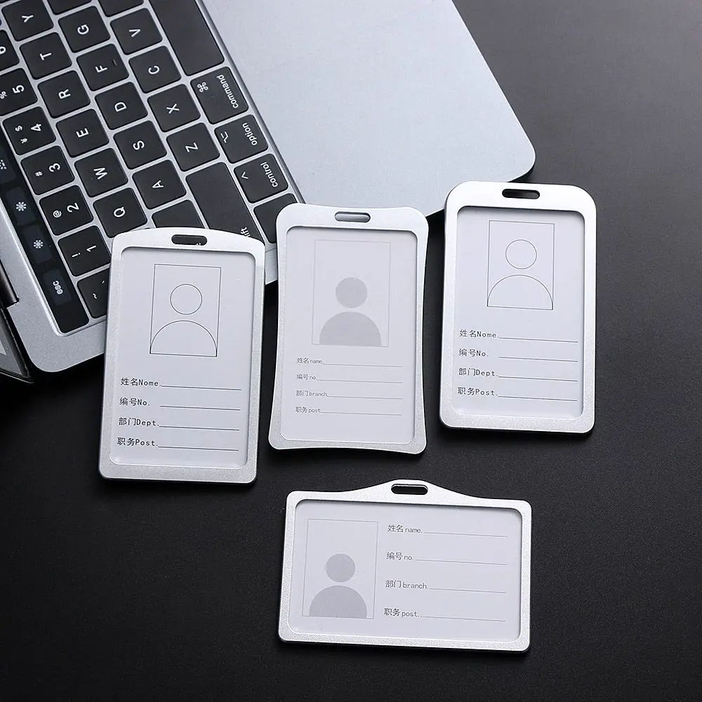 Exhibition Vertical Office School Aluminum Alloy Work Card Holders ID Business Case Name Card