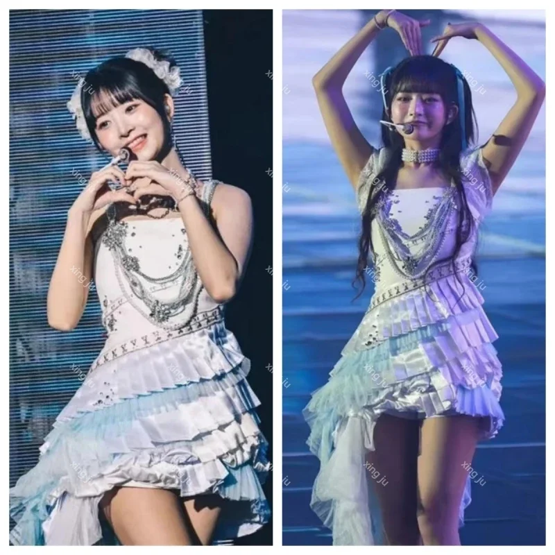 

Kpop Women Singer Cosplay Costumes Evening Party Irregular Pleated Dress Group Nightclub Female Dj Stage Performance Clothing