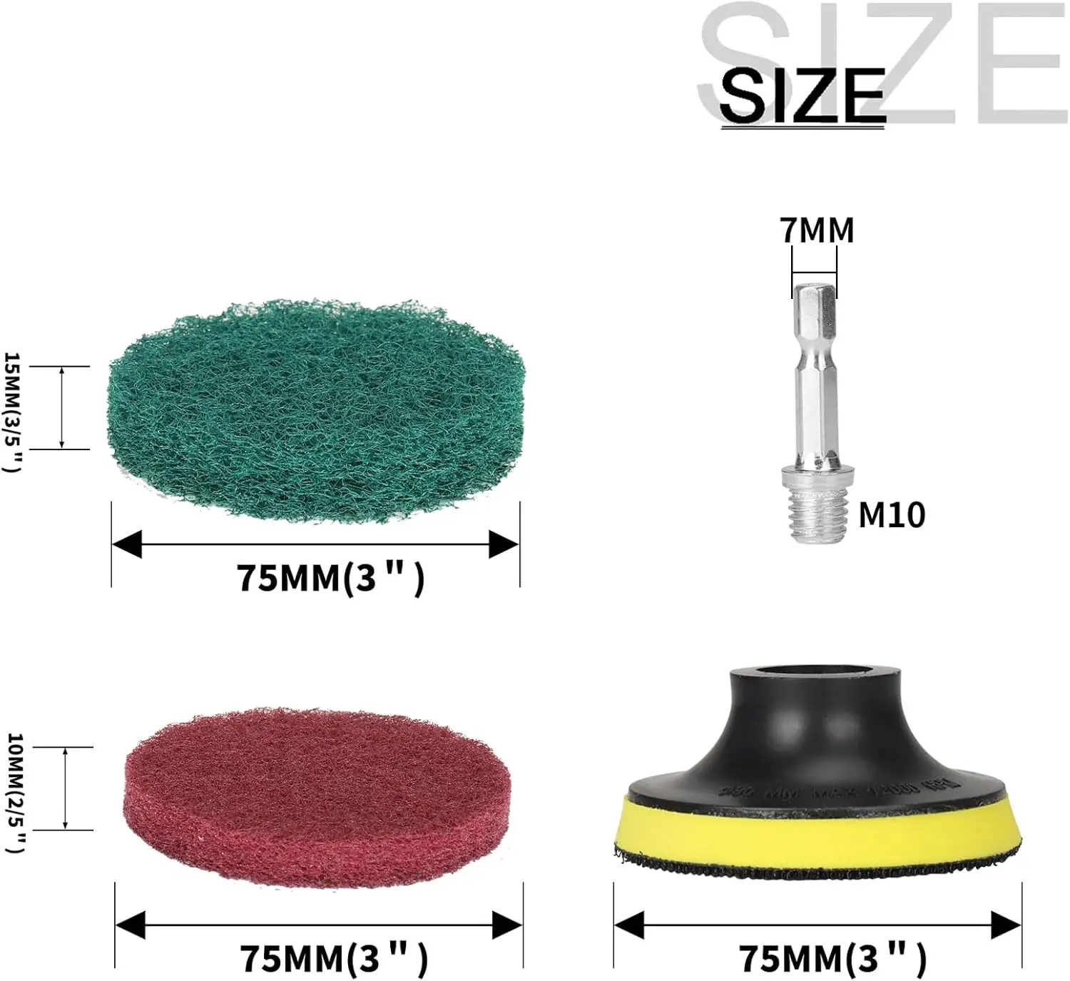 3/4/5inch Heavy Duty Drill Brush Power Scouring Pads Household Cleaning Kit with Tile And Tub Cleaner Includes Drill Attachment
