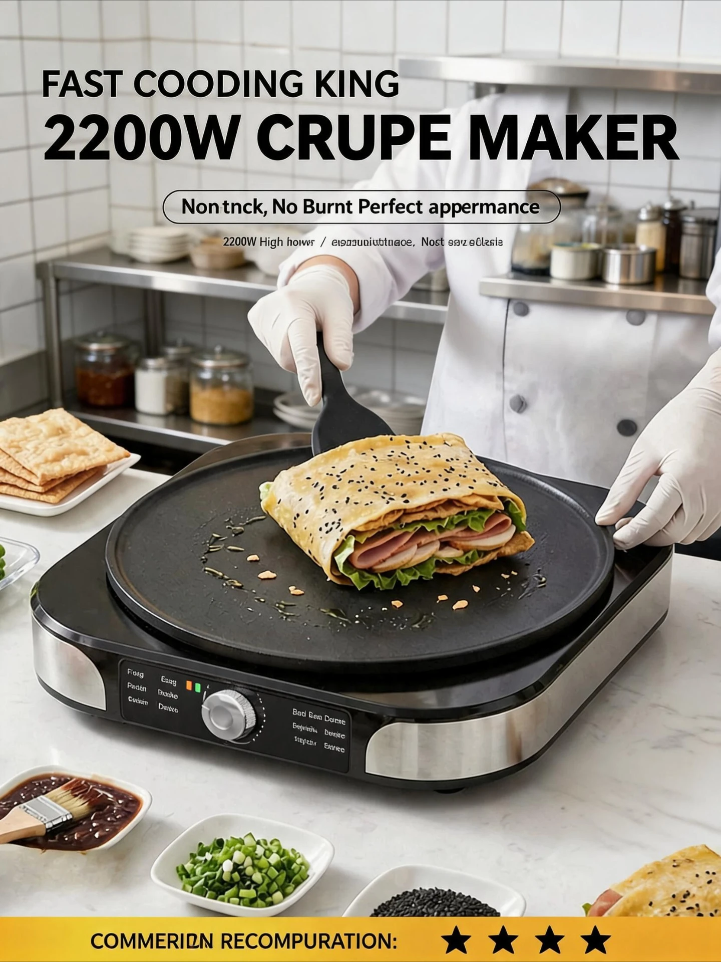 Electric Jianbing Griddle for Home & Commercial Use, Multigrain Pancake Maker for Stall, Special Pancake Cooking Tool