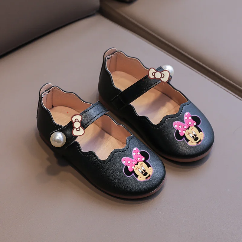 

2026 Mickey mouse Spring Summer New Girl Leather Shoes Fashion Casual Shoes Soft Soles baby first walkers kids Princess Shoes