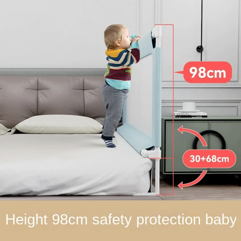 150cm Safety Bed Guardrail Fence for Baby, Easy Folding, No-Punch Bed Guardrail for Travel, Family Bed Baby Bed Fence Playpen