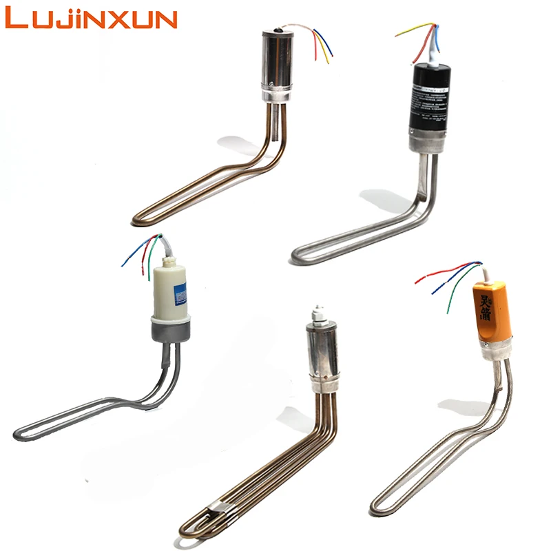 LUJINXUN AC220V Electric Solar Water Heating Element 1500W/2KW with Thermostat Temperature Control Anti-dry Burning 1pc