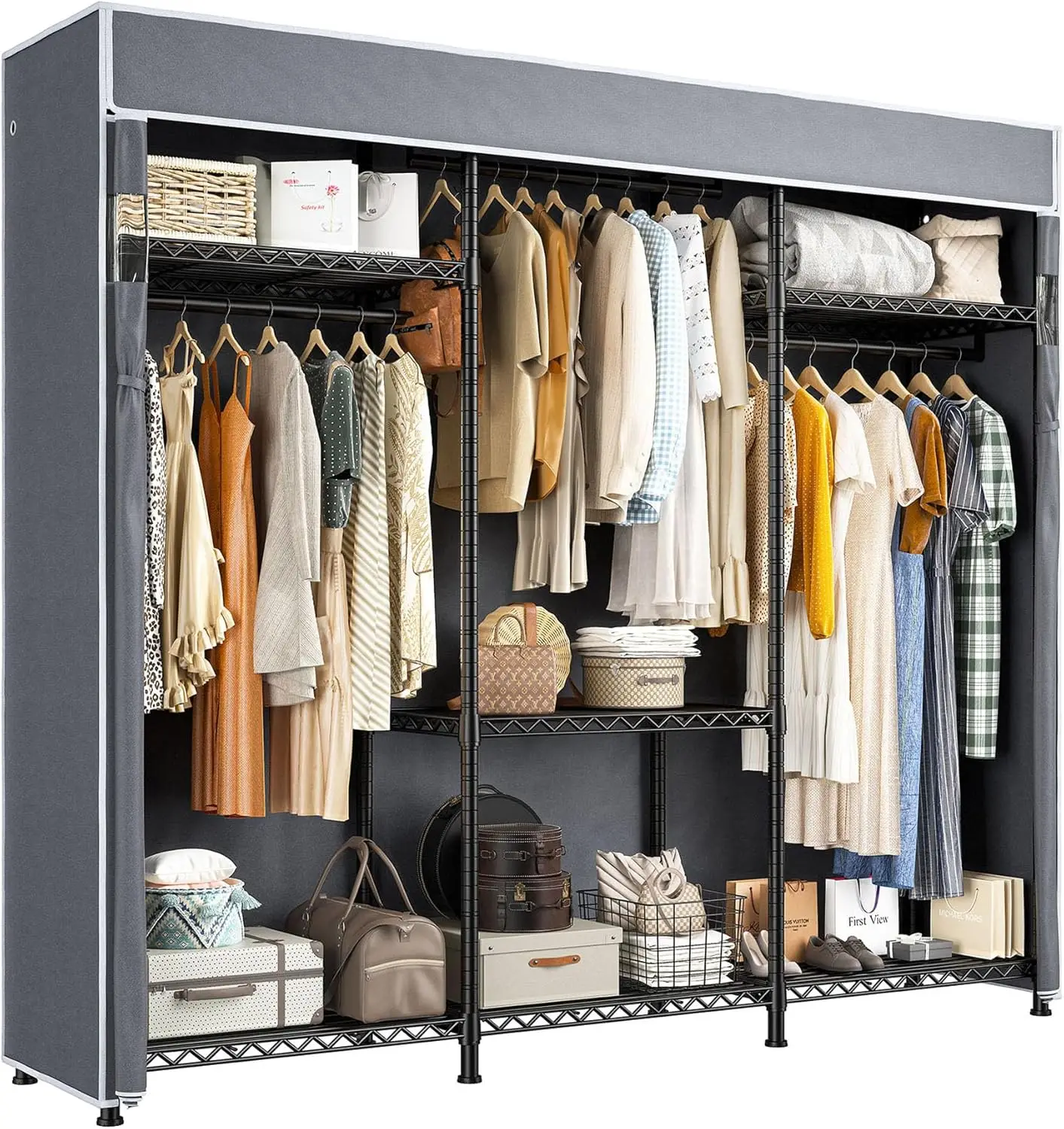 

Duty Clothes Rack with Cover 800 LBS Clothing Racks for Hanging Clothes Portable Closet for Bedroom 56" Wx 16" Dx75.5 H