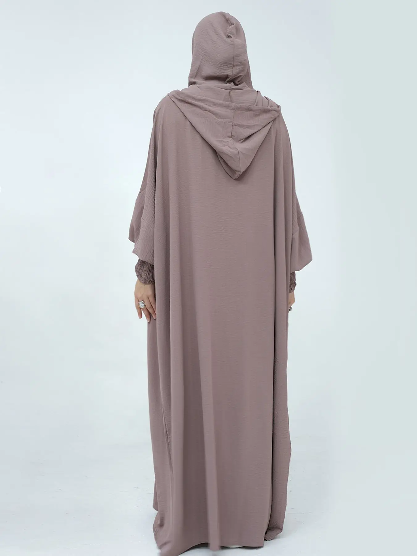 Saudi Women Abayas Muslim Ramadan Prayer Clothing With Hooded Jalaba Solid Casual Batwing Sleeve Arab Oriental Robe Eid Djellaba